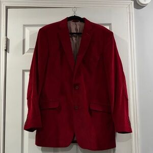 Retro Men's Red Corduroy 2 Button Blazer with Checker Lining 41L